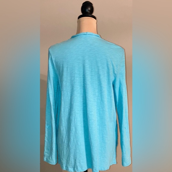 Women's T By Talbots Light Blue Roll Tab Sleeve Lightweight Cardigan, Small S - Picture 7 of 10
